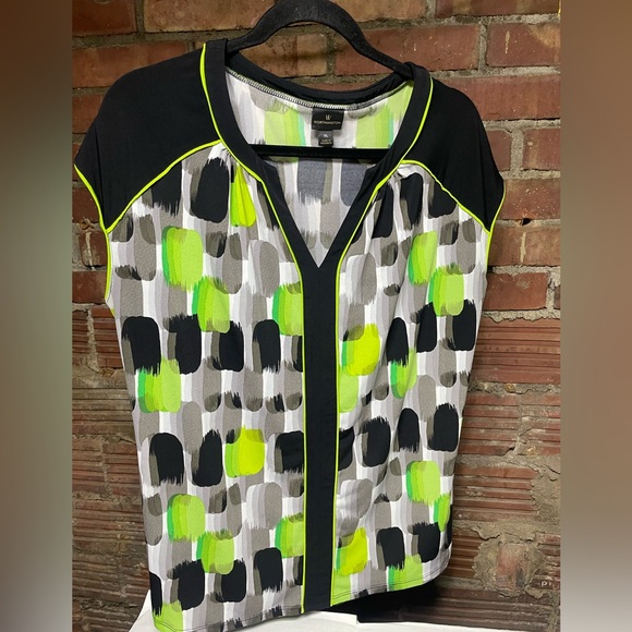 Worthington Tops - Worthington Black and Neon Green BlouseXL